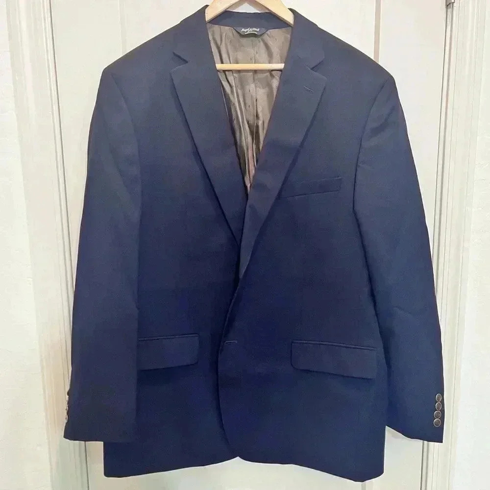 Joseph & Feiss Gold 48L Navy Blue Blazer 100% wool multiple pockets
